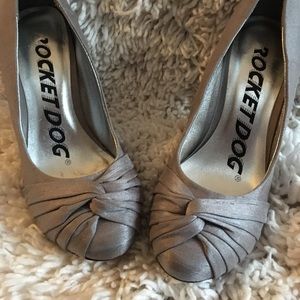 Silver Fabric Heels